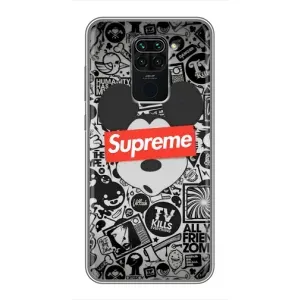 Чохол з Брендами одягу на Редмі Нот 9 (Supreme Маус)