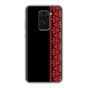 Силиконовый Чехол на Xiaomi Redmi Note 9 с картинкой Вышиванки (Вышиванка на черном)