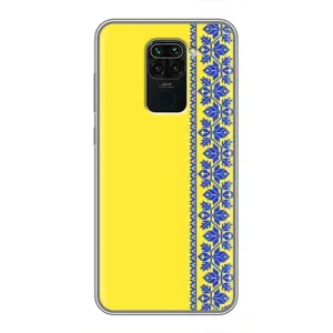 Силіконовый Чохол на Xiaomi Redmi Note 9 (Вишиванка на жовтому фоні)