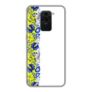 Силиконовый Чехол на Xiaomi Redmi Note 9 с картинкой Вышиванки (Желто-синяя вышиванка)