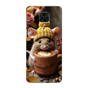 Печатный чехол «Зверята с кофе» для Xiaomi Redmi Note 9S (Мышка с кофе)