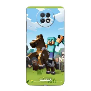 Чехлы для Xiaomi Redmi Note 9T (Персонажи Майн Крафт) (На коне)
