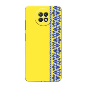 Силиконовый Чехол на Xiaomi Redmi Note 9T (Вышиванка на желтом)