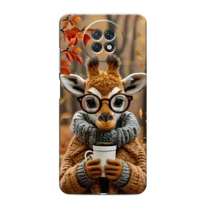 Друкований чохол 'Звірята з кавою' для Xiaomi Redmi Note 9T (Жираф з кавою)