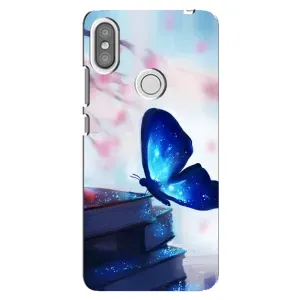 Силиконовый бампер с картинкой животных для Xiaomi Redmi S2 (Бабочка синяя)