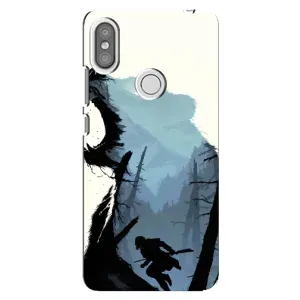 Силиконовый бампер с картинкой животных для Xiaomi Redmi S2 (Медведь и лес)