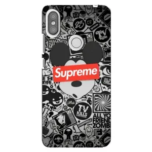 Чохол з Брендами одягу на Редмі С2 (Supreme Маус)