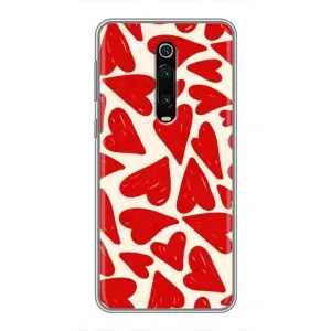Чехлы с тематикой "Маленькие Сердечки" на Xiaomi Mi 9T (Красные сердечка)