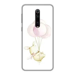 Силиконовый бампер с картинкой животных для Xiaomi Mi 9T (Кролик и шарики)