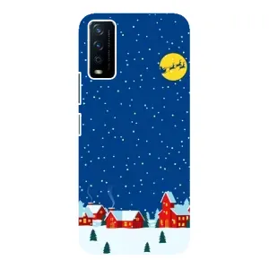 Силиконовый бампер на рождество для ViVO Y12s (Город в снегу)