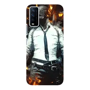 Силиконовый чехол с картинкой "Герой Pubg" на ViVO Y12s (Man Пубг)