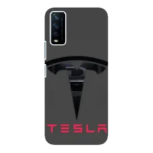 Силиконовый бампер с картинкой машины на ViVO Y12s (Logo TESLA)