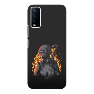 Силиконовый чехол с картинкой "Герой Pubg" на ViVO Y12s (В огне)