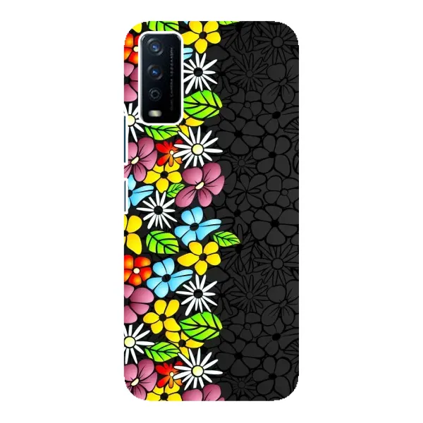 Чехол с рисунком «Яркие цветы на черном» для Vivo Y12s Чехол с рисунком «Яркие цветы на черном» для Vivo Y12s