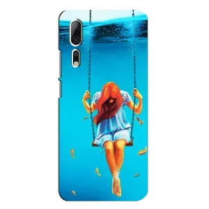 Чехол Стильные девушки на ZTE Axon 10 Pro (Девушка на качели)