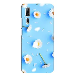 Чохол з Квітами для ZTE Axon 10 Pro (ромашки на блакитному)
