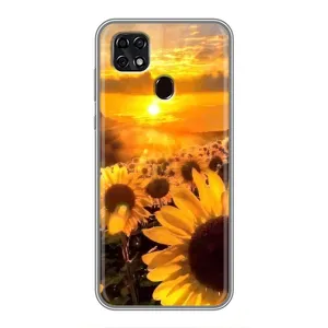 Чехол с Цветами для ZTE Blade 20 Smart (поле подсолнухов)