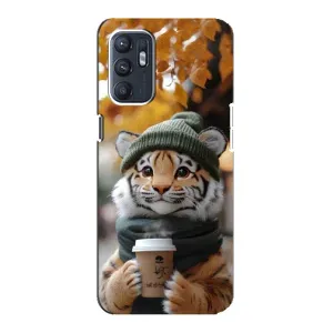 Печатный чехол «Зверята с кофе» для ZTE Blade A31 Plus (Тигр с кофе)