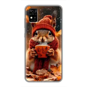 Друкований чохол 'Звірята з кавою' для ZTE Blade A31 (Білка з кавою)