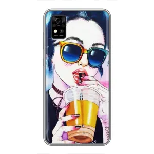 Чехол с картинкой Модные Девчонки ZTE Blade A31 (Девушка с коктейлем)