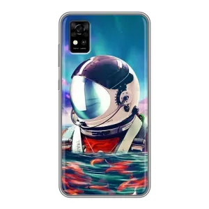 Силиконовый Чехол с принтом "Космонавты" на ZTE Blade A31 (Космонавт в воде)