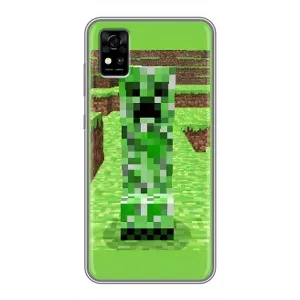 Чехлы для ZTE Blade A31 (Персонажи Майн Крафт) (Крипер 2)