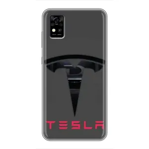 Силиконовый бампер с картинкой машины на ZTE Blade A31 (Logo TESLA)