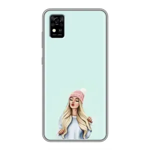 Силиконовый Чехол на ZTE Blade A31 с картинкой Стильных Девушек (В шапке)