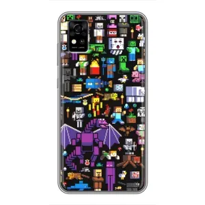 Чехол майнкрафт для ZTE Blade A31 (Все персонажи)