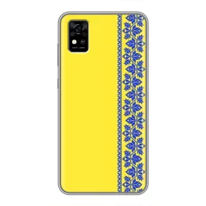 Силиконовый Чехол на ZTE Blade A31 (Вышиванка на желтом)