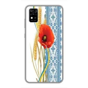 Силиконовый Чехол на ZTE Blade A31 с картинкой Вышиванки (Вышиванка с цветком)