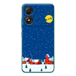 Силиконовый бампер на рождество для ZTE Blade A34 (Город в снегу)