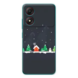 Силиконовый бампер на рождество для ZTE Blade A34 (Город зимний)