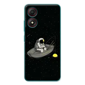Силиконовый Чехол с принтом "Космонавты" на ZTE Blade A34 (Космонавт на рыбалке)
