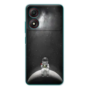 Силиконовый Чехол с принтом "Космонавты" на ZTE Blade A34 (Космонавт романтик)