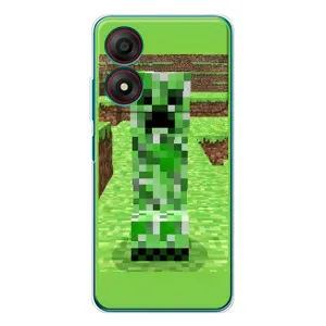Чехлы для ZTE Blade A34 (Персонажи Майн Крафт) (Крипер 2)