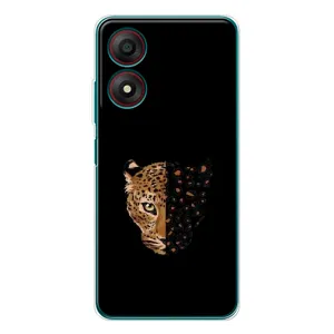 Чехол с леопардовым принтом на ZTE Blade A34 (Леопард на черном)