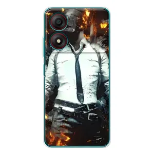 Силиконовый чехол с картинкой "Герой Pubg" на ZTE Blade A34 (Man Пубг)