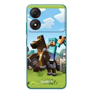 Чехлы для ZTE Blade A34 (Персонажи Майн Крафт) (На коне)