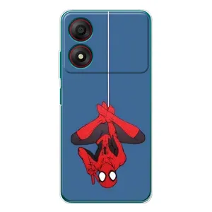 Чехол Супергерой Человека Паука на ZTE Blade A34 (На паутине)