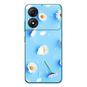 Чохол з Квітами для ZTE Blade A34 (ромашки на блакитному)