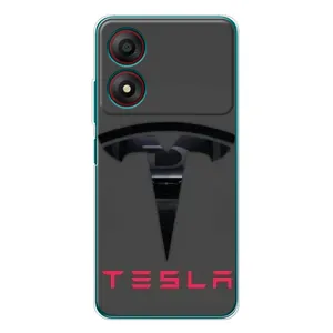 Силиконовый бампер с картинкой машины на ZTE Blade A34 (Logo TESLA)