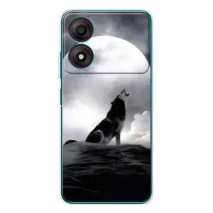 Чехол с Волком на ZTE Blade A34 (Волк и луна)