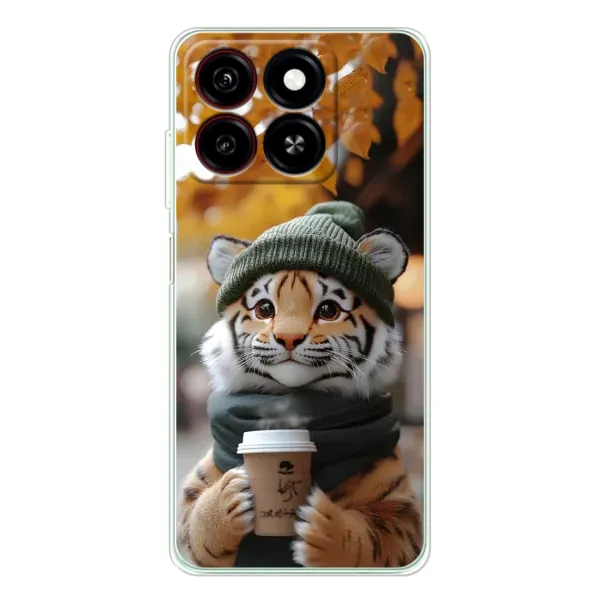 Чехол с рисунком «Тигр с кофе» для ZTE Blade A35 Чехол с рисунком «Тигр с кофе» для ZTE Blade A35