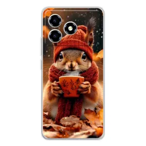 Печатный чехол «Зверята с кофе» для ZTE Blade A36 (Белка с кофе)