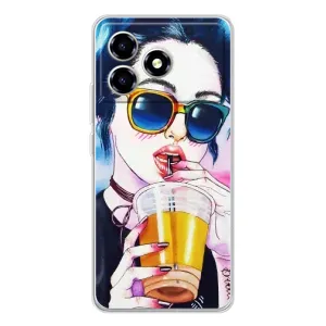 Чохол з картинкою Модні Дівчата ZTE Blade A36 (Дівчина з коктейлем)