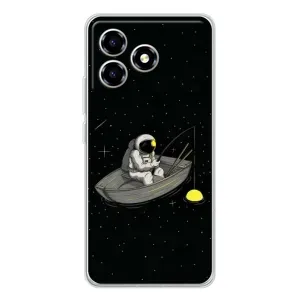 Силиконовый Чехол с принтом "Космонавты" на ZTE Blade A36 (Космонавт на рыбалке)