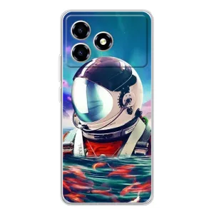 Силиконовый Чехол с принтом "Космонавты" на ZTE Blade A36 (Космонавт в воде)