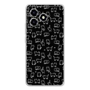 Чехол на тематику: Коты для ZTE Blade A36 (Котики на черном)