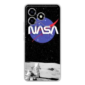 Силиконовый бампер с принтом "Наса" на ZTE Blade A36 (Nasa на луне)